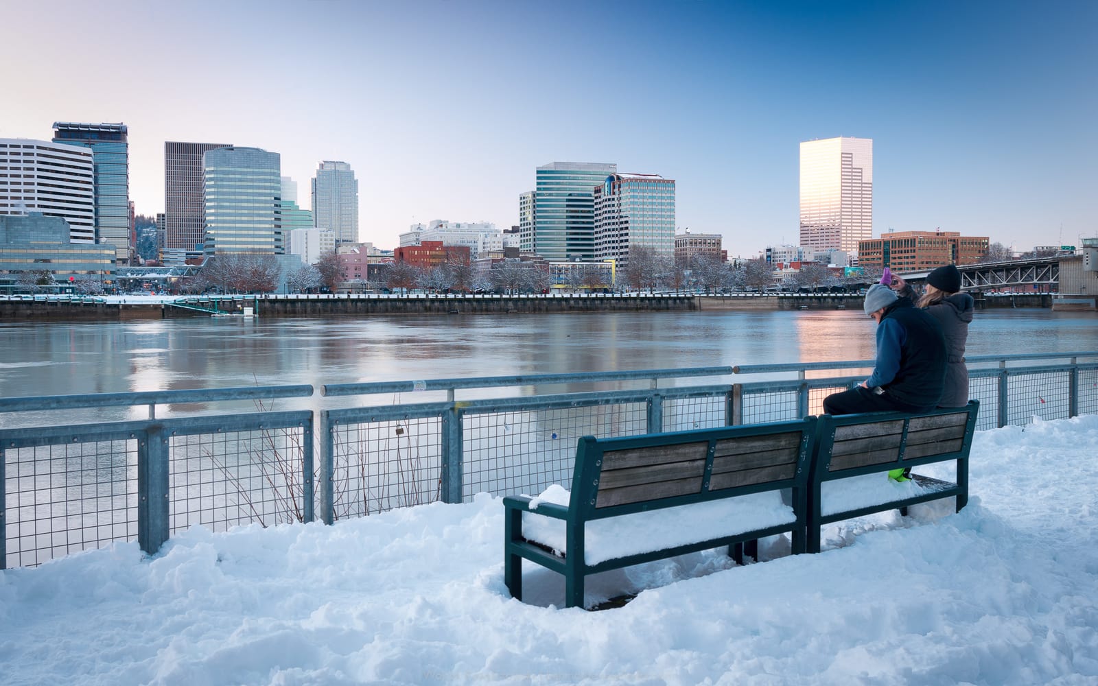Frosty evening at the Portland waterfront